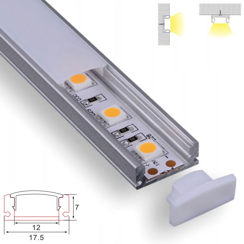 C002 LED Aluminum profile - Surface - For Strips Up To 12mm - 1m / 2m