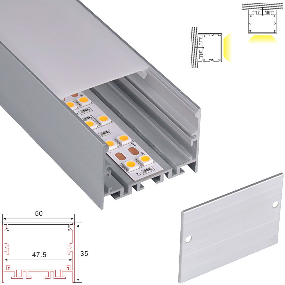 C079 Aluminum Channel - Surface - For Strips Up To 47mm - 1m / 2m