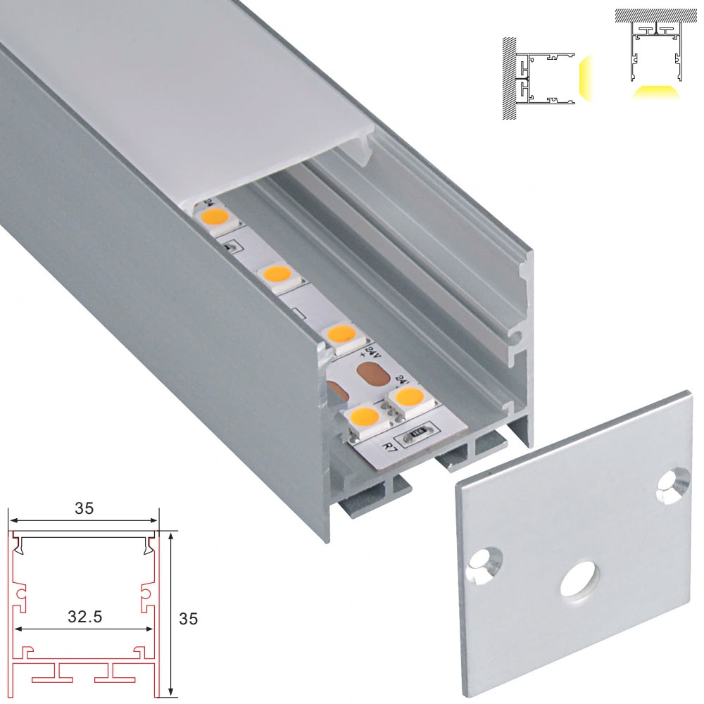 C082 Aluminum Channel - Surface - For Strips Up To 32mm - 1m / 2m