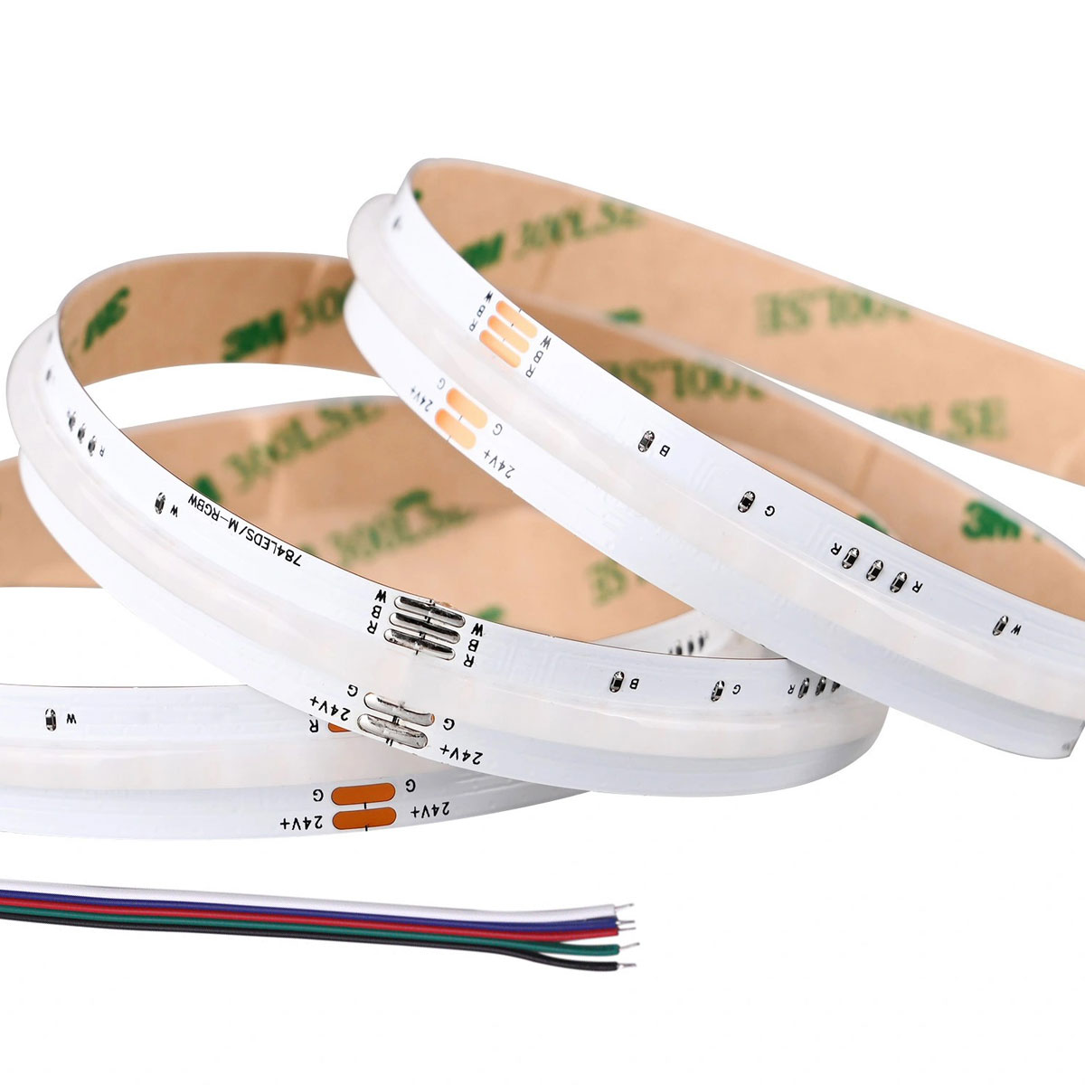 5m RGB+White COB LED Strip Light - COB Series LED Tape Light - IP20 - 24V - RGB+Cool White / RGB+Natural White / RGB+Warm White