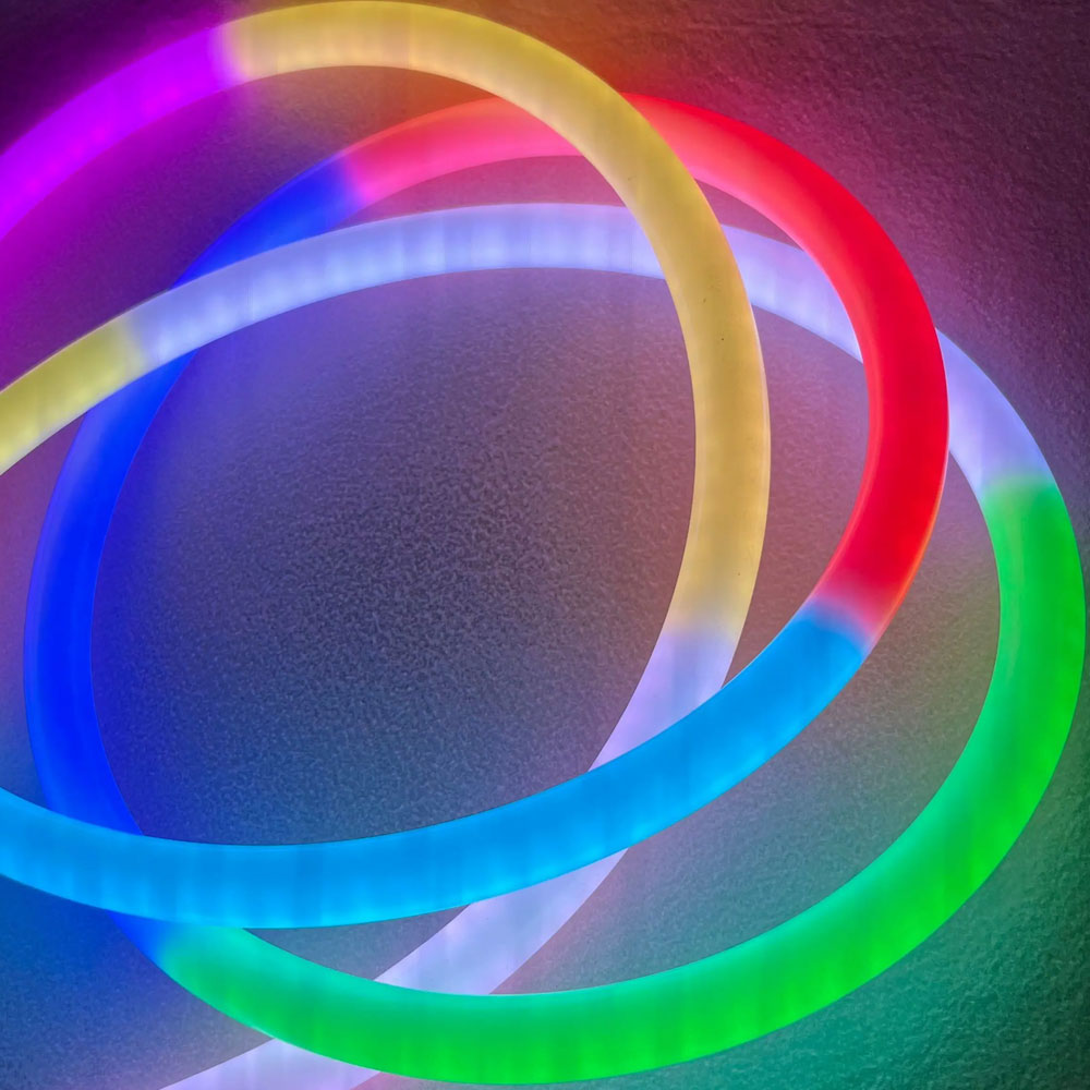 22mm Circular 360° Flexible Digital RGB LED Neon Light - Color Changing Neon Strip Light - 24V - IP67 Waterproof - 5m