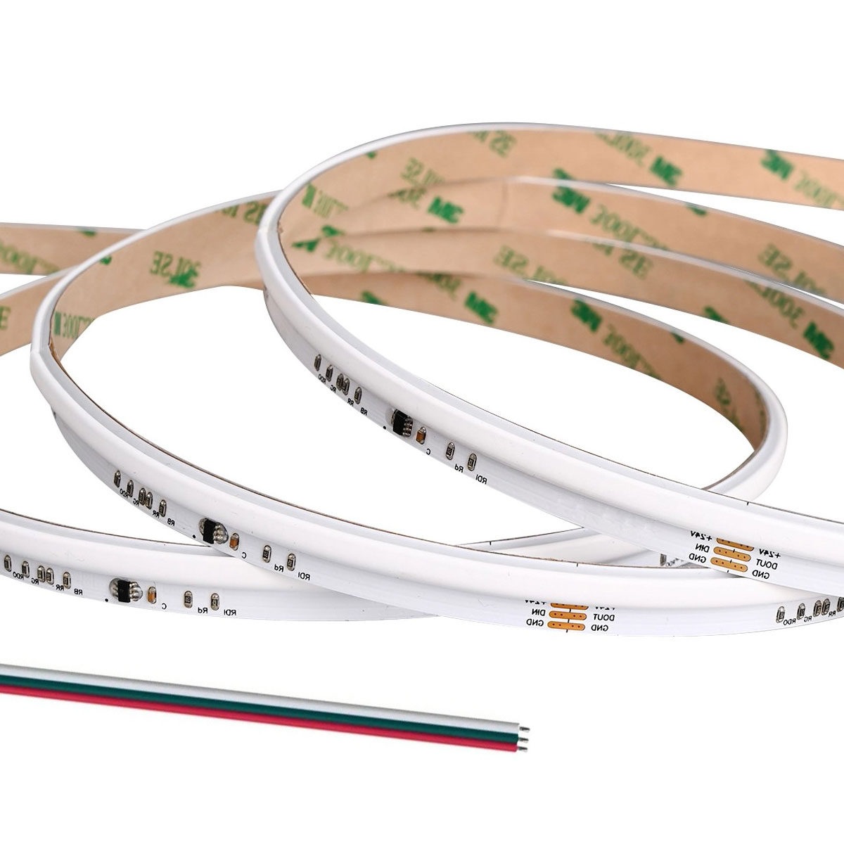 5m COB Digital RGB LED Sild Emitting Strip Light - Addressable Color-Chasing LED Tape Light - 24V - IP20 - RGB