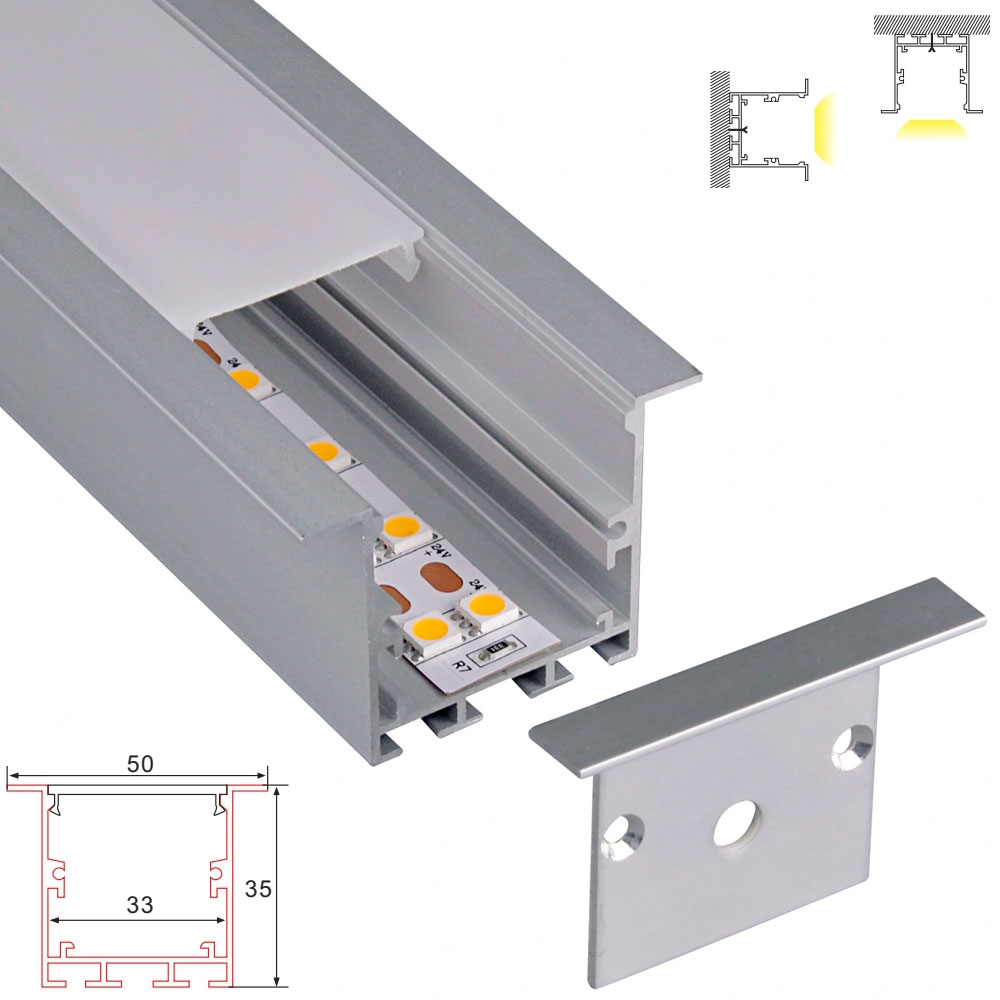C083 Aluminum Channel - Recessed - For Strips Up To 33mm - 1m / 2m