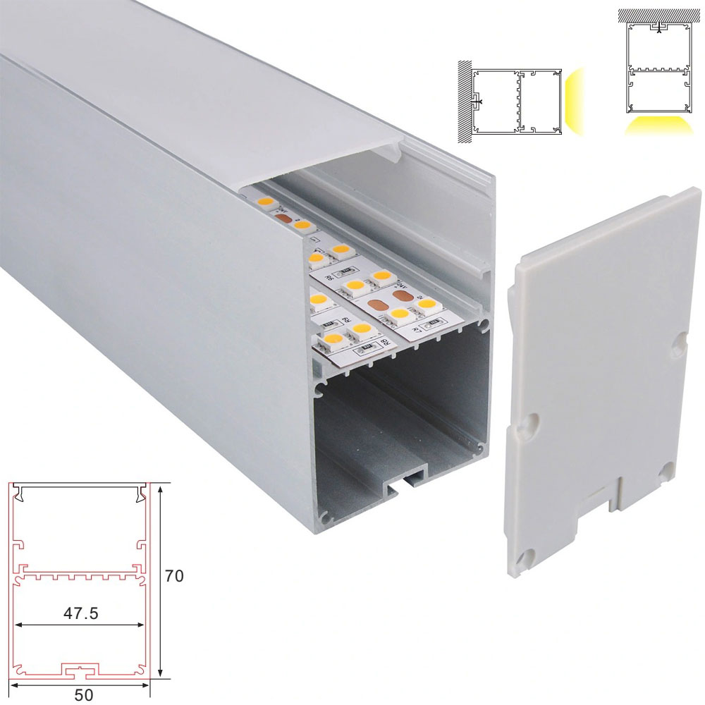 C086 Aluminum Channel - Surface - For Strips Up To 47mm - 1m / 2m