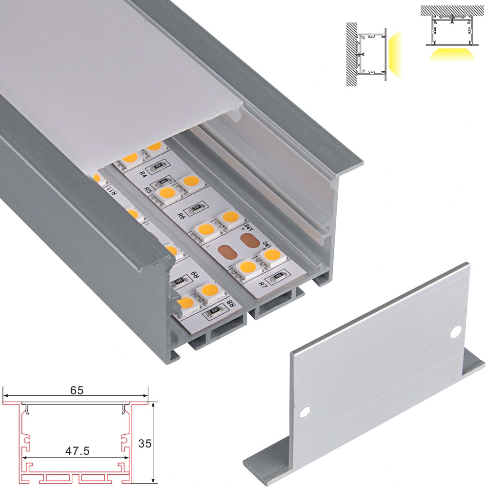 C081 Aluminum Channel - Surface - For Strips Up To 47mm - 1m / 2m