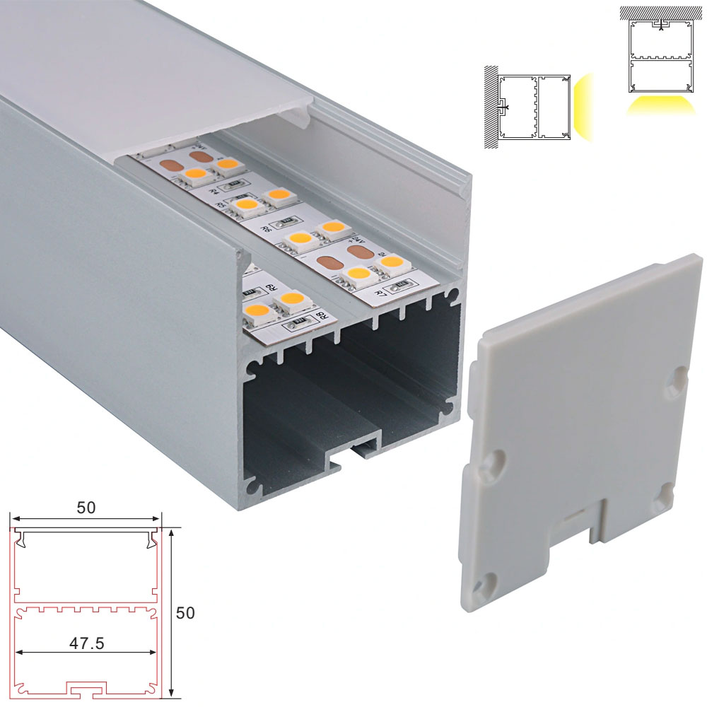 C084 Aluminum Channel - Surface - For Strips Up To 47mm - 1m / 2m